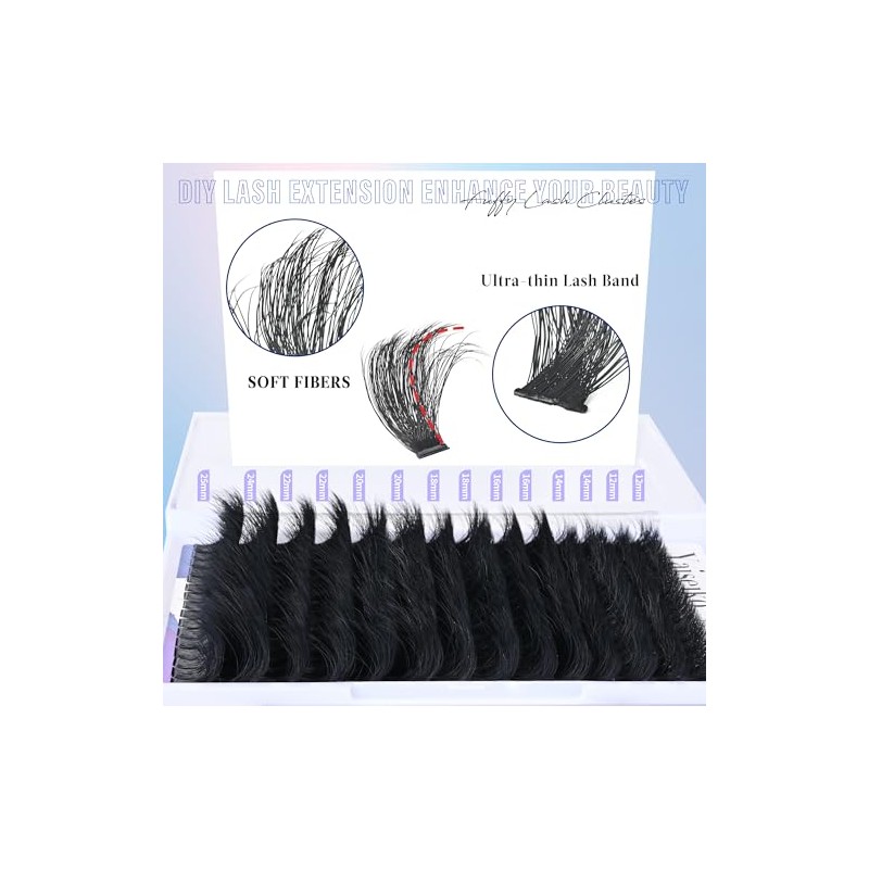 Yaiseiko Fluffy Lash Clusters 300D Thick Long 12-25mm Volume Cluster