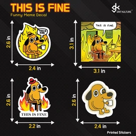 GRITKULTURE This is Fine Morale Meme Sticker Assorted 16 Pack for Cars, Trucks, Windows, Scrapbooking, Laptop in Support of Military, Tactical Fire Dog