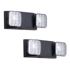 GZRUIYANG Emergency Lights with Battery Backup, LED Commercial Emergency Lighting Fixtures Two Head Adjustable, UL 924 Certified, Hardwired Emergency Exit Light for Business - 2 Pack(Black)