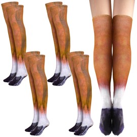 Cutecrop 4 Pairs Novelty 3D Animal Paws Socks Christmas Funny Horse Socks Gift Stocking for Women Men Gag Gift Christmas Party Favor Xmas Birthday Party