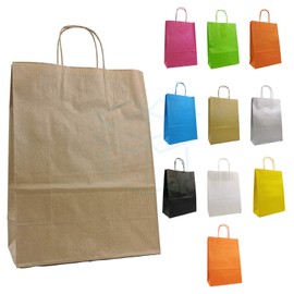 We Can Source It Ltd – Decomposable Brown SOS Kraft Paper Luxury Party Bag with Twist Handles – Small Size Paper Bag – Fully Compostable & Biodegradable – For Indian Chinese Takeaway – 25Pc