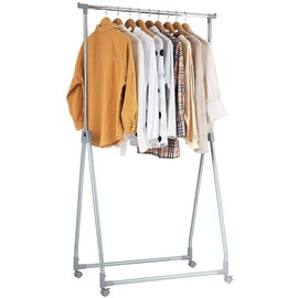 AUGESTER Extendable Garment Rack, Heavy Duty Collapsible Drying Rack with Adjustable Rod Rolling Castors, Suitable for Office Bedroom Balcony Market Shop