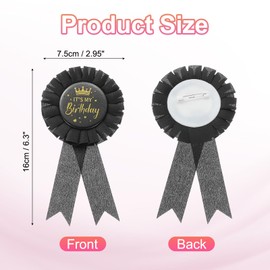 PATIKIL It's My Birthday Ribbon, Satin Fabric Tinplate Badge Pin Birthday Badge Pin for Women Brooch Gifts Party Decoration, Black