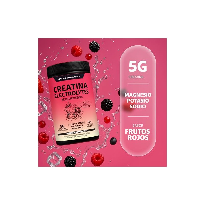 BEYOND VITAMINS Creatina Monohidratada con Electrolitos y Ciclodextrina para Mejor