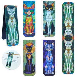 Bifarde 5Pcs Magnetic Cat Bookmark Set - Elegant Feline Bookmarks for Books, Notebooks, Journals - Strong Magnetic Page Markers for Book Lovers, Readers, Women & Cat Enthusiasts