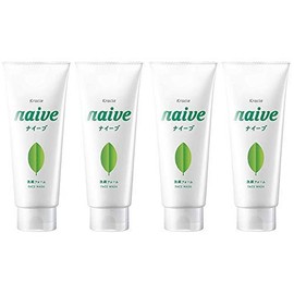 Naive Face Cleansing Foam (Formulated with Tea Leaf Extract), 4.6 oz (130 g) x 4 Packs
