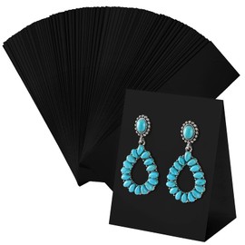 100 Pcs Standing Earring Display Cards Earring Card Holders Paper Hanging Earring Packaging for Small Business Jewelry Packaging Supplies Selling DIY Earrings Retail Show Photography Props (Black)