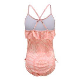 Big Girls One Piece Swimsuits Ruffle Bathing Suit Kids Hawaiian Floral Swimwear Orange Size 12/10-12