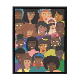 Kate and Laurel Sylvie Black People United Framed Canvas Wall Art by Queenbe Monyei, 18x24 Black, Inspiring Wall Decor
