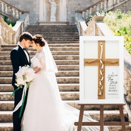 slcinwzdt A Cord of Three Strands Sign, Unity Cross for Wedding Ceremony, 15"×10" Knot Rope Ceremony, Unity Ceremony Ideas for Christian Wedding