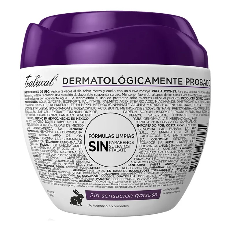 Crema Facial Efecto Piel Coreana 200g Teatrical Normal Seca Día