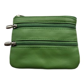 Golunski Soft Leather 3 Zip Leather Coin Credit Card Purse (Green)