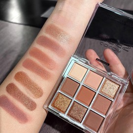 9 Color Brown Eyeshadow Palette - Rose Gold Dark Brown Bronze Naked Matte & Glitter Shades, Long-Lasting, Waterproof & Blendable, Natural Nude Eye Shadow Set sombras para ojos (Chocolate)