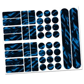 Finest Folia 34-Piece Bicycle Frame Protective Film Sticker MTB BMX Chain Paint Protection Film (06 Racing Neon Blue)