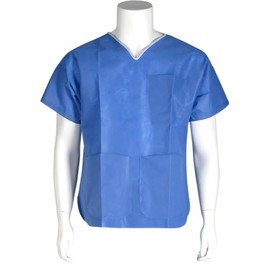 ABENA Scrub Suit | Shirt | Medium | 74x62cm | Dark Blue | SMS | Single Packed | Non-Sterile | Single Use | Medical Scrubs | Unisex Medical Uniforms & Scrubs | 3 Pocket Scrub Tops |