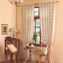 TIVNICO Boho Curtains 2 Panels for Living Room 63 Inch Long,Vintage Floral Print Farmhouse Curtains for Bedroom,Linen Pattern Bohemian Curtain Room Darkening Window Drapes for Dining Room