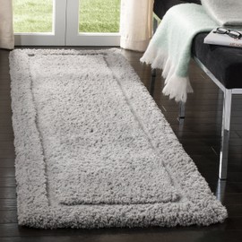 Safavieh Glamour Shag Collection GLS101F Handmade Solid 1.5-inch Thick Runner, 2'3" x 8' , Grey