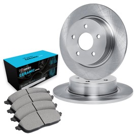 R1 Concepts Rear Brakes and Rotors| Blank Brake Rotors| Rear Ceramic Brake Pads and Rotors Kit| Brake Kit| Automotive Replacement Brake Kits