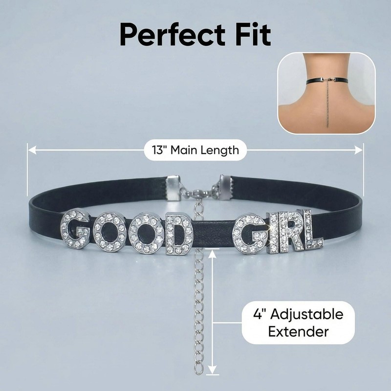 2PCS Goth Heart Chain Layered Choker Necklace For Women,Goodgirl Collar