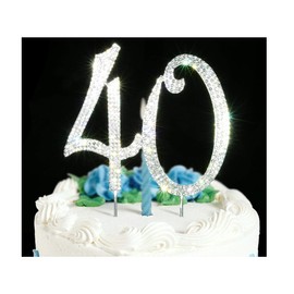 40Cake Topper | Premium Bling Rhinestone Diamond Gems | 50th Birthday or Anniversary Party Decoration Ideas | Quality Metal Alloy | Perfect Keepsake