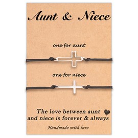 Aunt and Niece Bracelets Matching Dainty Small Cross Bracelet for Women Men BFF Protection Birthday Gift Jewelry 2Pcs Set