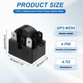 sourcing map 3pcs PTC Refrigerator Starter Relay, 4.7 Ohm 4 Pin Fridge Compressor Start Relay