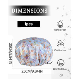 Zeayebsr Satin Shower Cap, 1 Piece Waterproof Elastic Shower Cap, Reusable Double Layer Sleep Cap for Curls Women and Girls Home Hotel Travel Shower Cap Women Shower Caps