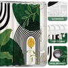 4Pcs Green Bathroom Sets with Shower Curtain and Rugs, Mid