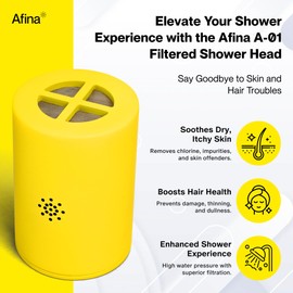 Afina Replacement Filter for Afina Filtered Showerhead & Shower Filter - High Pressure Shower - Reduces Dry Itchy Skin, Dandruff, Eczema, and Dramatically Improves The Condition of Your Skin and Hair