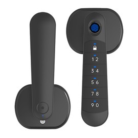 Smart Fingerprint Door Handle, Keyless Entry Biometric Lock with Passcode & Mechanical Key, Easy Install Interior Door Lock for Home/Bedroom/Office,Matte Black