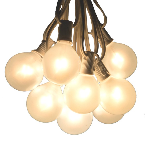 Hometown Evolution, Inc. 25 Foot G50 White Pearl Wedding String Lights with White Wire and G50 2 Inch 7 Watt Globe Bulbs for Parties, Patios, Backyards, Tents and More