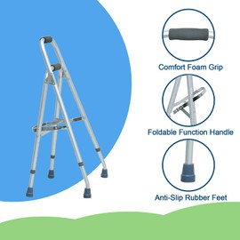 Loyoda Folding Hemi Walker, Side Style One-Arm Adult Walker, Lightweight &Adjustable Height Mobility Aid for Seniors