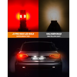 SEALIGHT 3157 LED Bulb Red, Anti Hyper Flashing LED Brake Light Bulbs, 3057 3056 3156 3156 3157NA LED Tail Light Bulbs, Blinker Brake Lights Bulbs, With Built in Resistor, Plug-N-Play, Pack of 2
