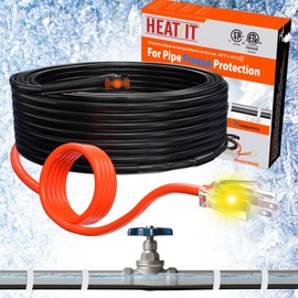 HEATIT Heat Tape for Water Pipes Heating Cable with Thermostat for Metal And Plastic Home Pipe, Electric Pipe Heating Trace System 22 Feet
