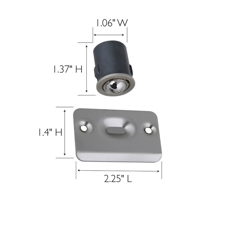 2-Pack Drive-in Ball Catch for Closet Doors with Dummy Knobs