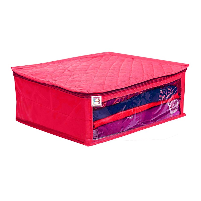 atorakushon Fabric Satin Foldable Saree Covers Cloth Garments Storage Bag