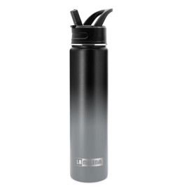 LAMILLENIA Eco-Friendly Vaccum Insulated Double Wall Food Graded Stainless Steel 24Oz Sports Water Bottle, BPA Free, Leak-Sweat Proof & Keep Cold Or Hot Up to 12 Hours with Sports Straw Spout Lids