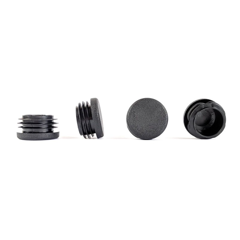 30mm Plastic End Caps, Black Round Tube Inserts, Pack of