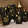 ANYUNKEY DIY Ramadan Kalender zum Befüllen-Ramadankalender Tüten-Bedruckte Kraftpapiertüten in schwarzes