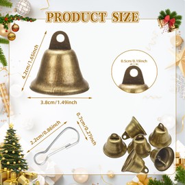 Bells for Crafts, Pack of 20 Bronze Vintage Small Bells for Crafts with Carabiner Hooks, Christmas Bells for Christmas Tree Decorations, Weddings, Wind Chimes, DIY, Festive Decoration, Dog Training