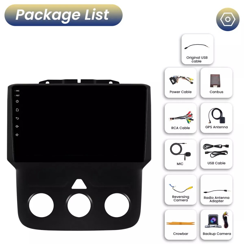 For 2013-2018 Dodge Ram Radio, Wired Wireless CarPlay +Android Auto,GPS