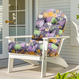 Uthem Adirondack Chair Cushion Waterproof Indoor Outdoor Rocking Chair Cushion 44 Inches Patio High Back Chair Cushions Thickened Adirondack Rocking Chair Cushions with Ties, Purple