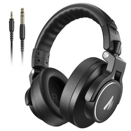 MAONO Audífonos de Diadema de Estudio, Auriculares de Monitor Estéreo sobre la Oreja para Música, DJ, Podcast (MH700, Negro)