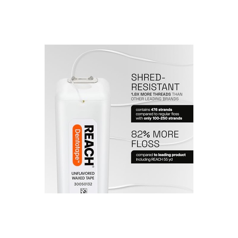 Reach Dentotape Extra Wide Unflavored Floss, Waxed, 100yds