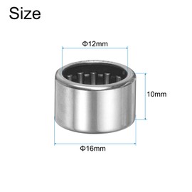 sourcing map 2 Pcs HK1210 Needle Roller Bearings Open End, 12x16x10mm Chrome Steel Needle Bearing