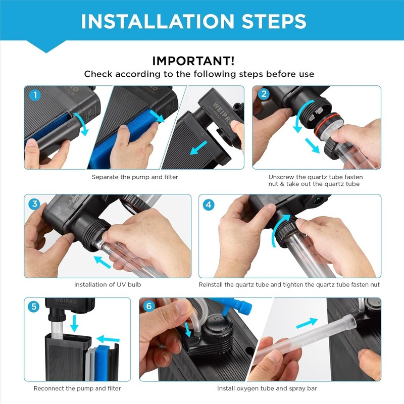 Internal Fish Tank Filter with 5W UV Light, Multi Filter