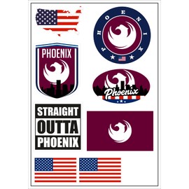 Daged USA Phoenix Sticker Card Pack of 8 - Car Motorcycle Biker Flag Vinyl ST