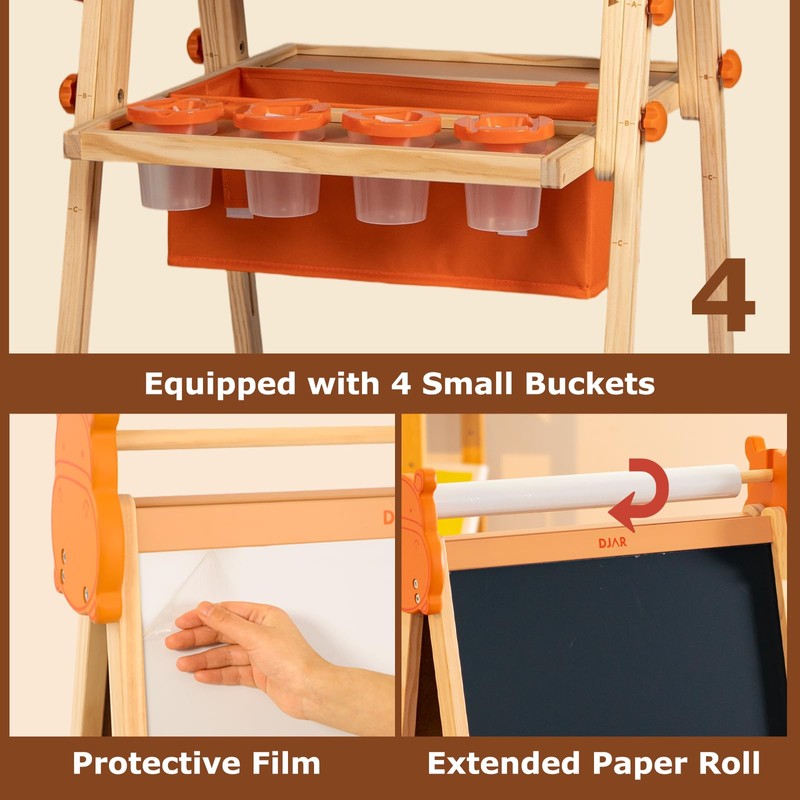 DJAR Adjustable Kids Art Easel with Paper Roll & Magnetic