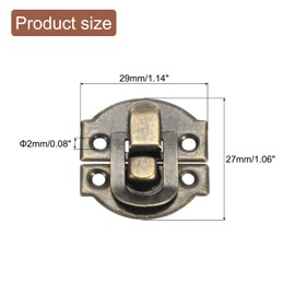 sourcing map 4 Pcs Hasp Clasp Latch Lock, 29 x 27mm Decorative Retro Box Toggle Latch Metal Buckle Hasp Lock with Screws for Jewelry Box Suitcase Toolbox Wooden Case, Bronze
