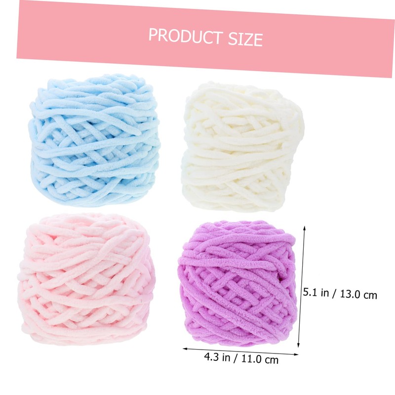 LALAFINA Woolen Scarf Hat Yarn 4 Rolls Cotton Yarn Perfect
